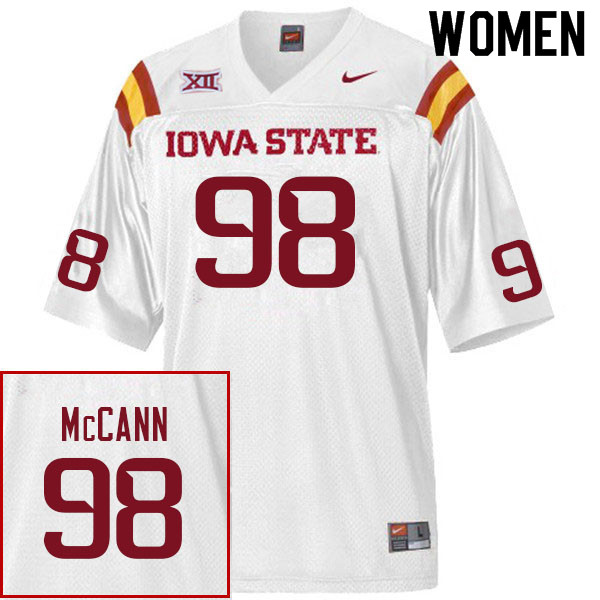 Iowa State Cyclones Women's #98 Trent McCann Nike NCAA Authentic White College Stitched Football Jersey WK42H36VW